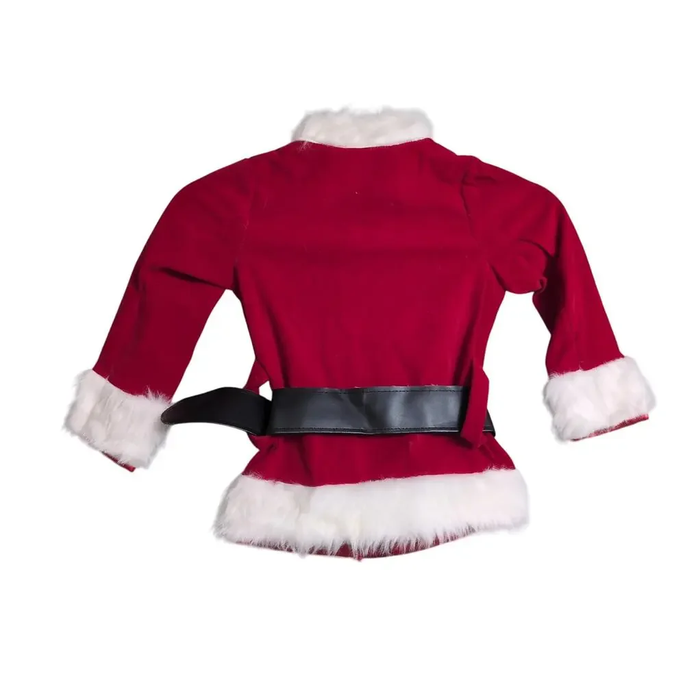 Child's Santa Outfit Top Belt Bag Booties Hat Glove Bell Wig Beard XS